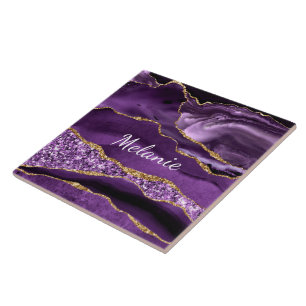 Marbre d'or violet Nom personnalisé Carreaux en cé