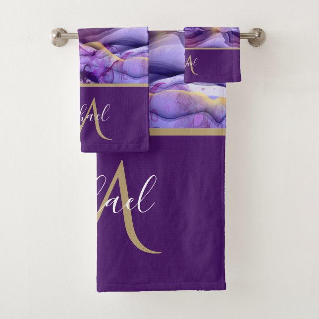 Marbre doré et violet Agate et luxe à monogramme  (En situation)