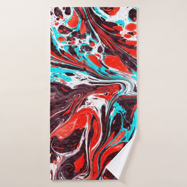 marbre ebru coloré acrylique versant motif dos (Serviette de bain)