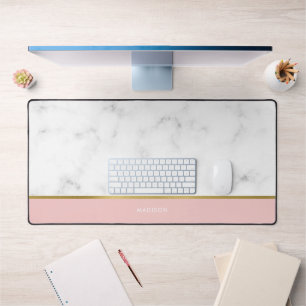 Marbre élégant et Motif rose Personnalisé