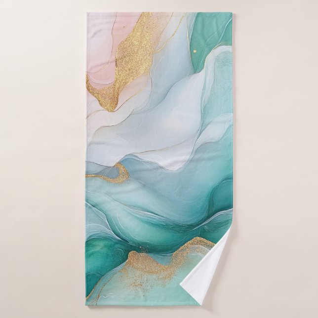 Marbre émeraude et or (Serviette de bain)