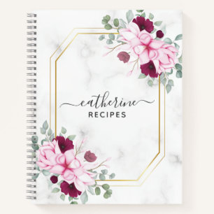 Marbre floral Blank propre livre de cuisine Recett