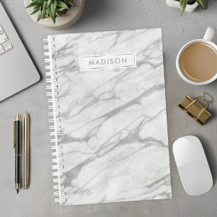 Marbre gris et blanc Personnalisé Nom Sur mesure