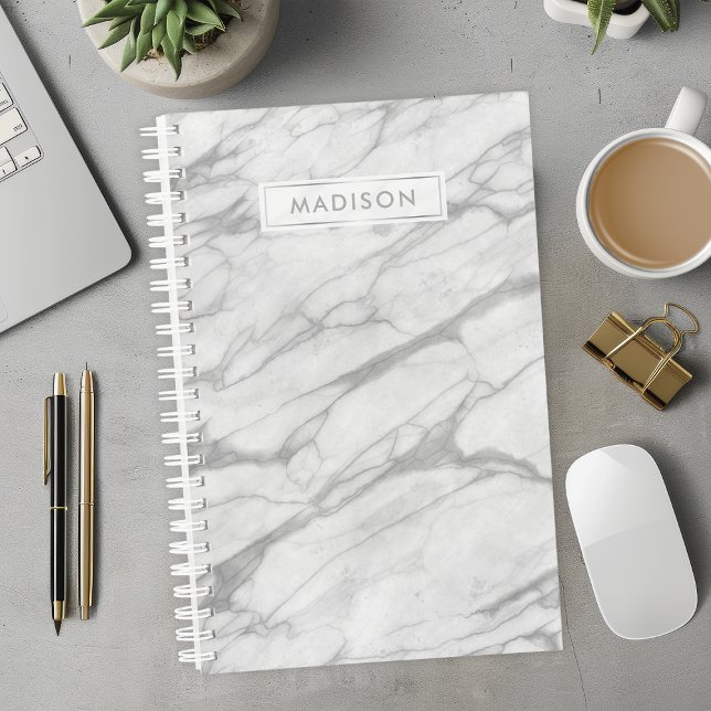 Marbre gris et blanc Personnalisé Nom Sur mesure (Créateur téléchargé)