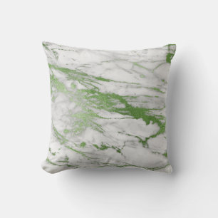 MARBRE INSPIRÉ BLANC COUSSIN VERT