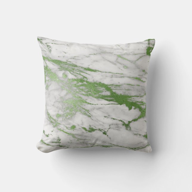 MARBRE INSPIRÉ BLANC COUSSIN VERT (Recto)