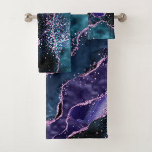 Marbre Luxueux Cristal Violet Sarcelle Paillettes