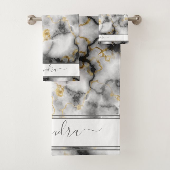 Marbre moderne gris noir et or sur mesure Élégant (En situation)