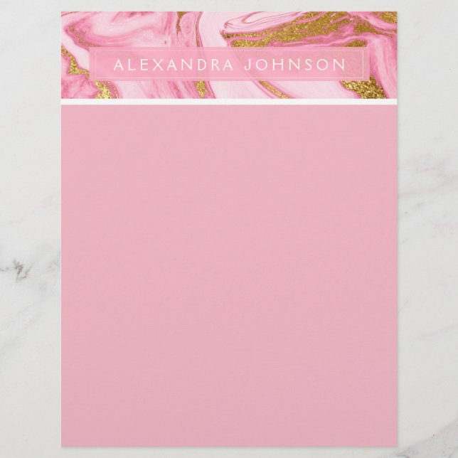 Marbre moderne rose, blanc et or (Devant)