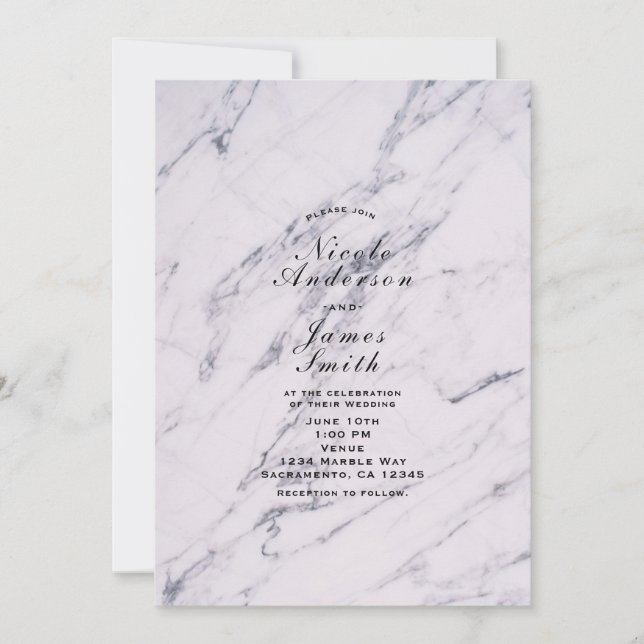 Marbre moderne tendance Elégant Mariage Invitation (Devant)