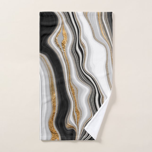 Marbre noir blanc élégant doré (Serviette à main)