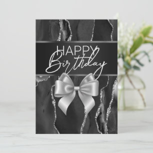 Marbre noir & Bow Joyeuse carte d'anniversaire