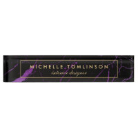 Marbre noir et mauve - plaque d'identification