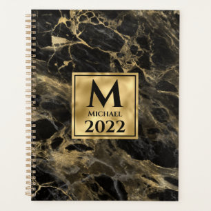 Marbre noir et or Monogramme Élégance Luxe