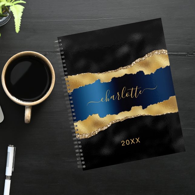 Marbre noir marine bleu or agate nom 2025 (Créateur téléchargé)
