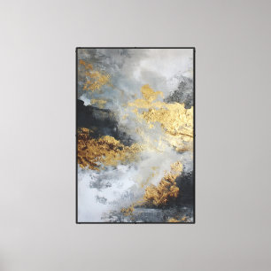 Marbre Noir & Or – Art mural abstrait