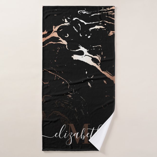 Marbre noir rose or (Serviette de bain)