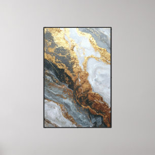 Marbre Or & Gris – Art mural abstrait 