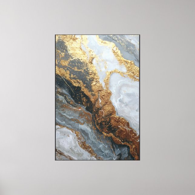 Marbre Or & Gris – Art mural abstrait  (Recto)