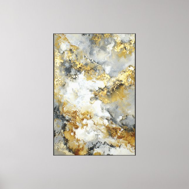 Marbre Or & Gris –  Art mural abstrait  (Recto)