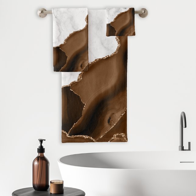 Marbre pailleté or brun moka agate élégant (Créateur téléchargé)