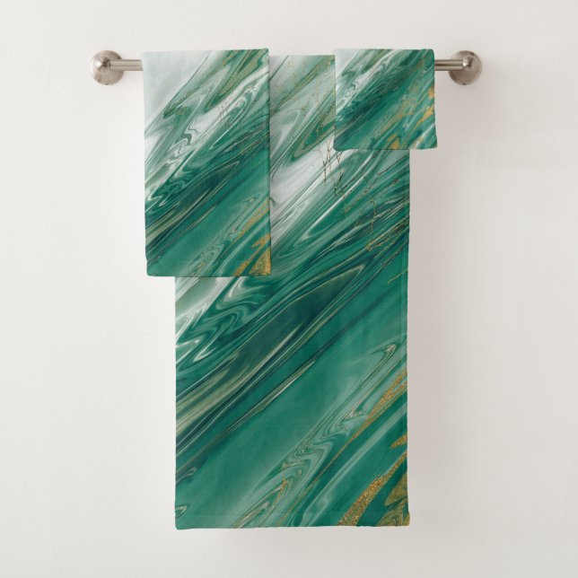 Marbre peint accentué vert d'or vert de jade (En situation)