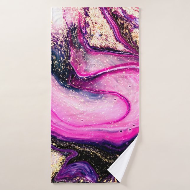 Marbre pourpre avec parties scintillant or (Serviette de bain)