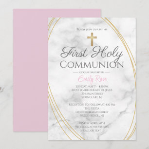 Marbre Premier Invitations De Communion Pour Fille