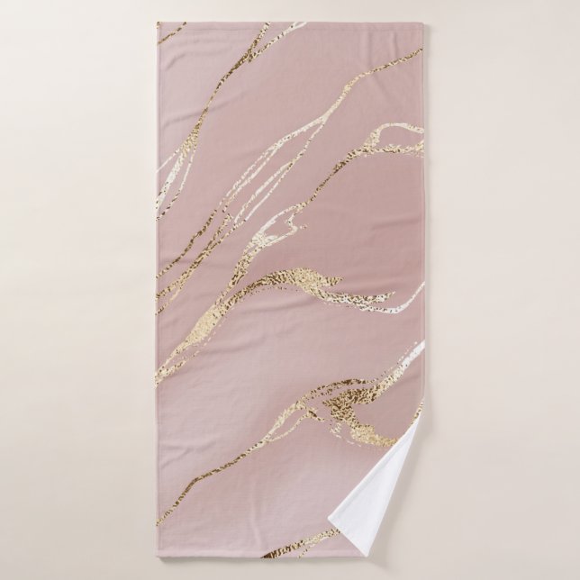Marbre rose aux veines dorées (Serviette de bain)