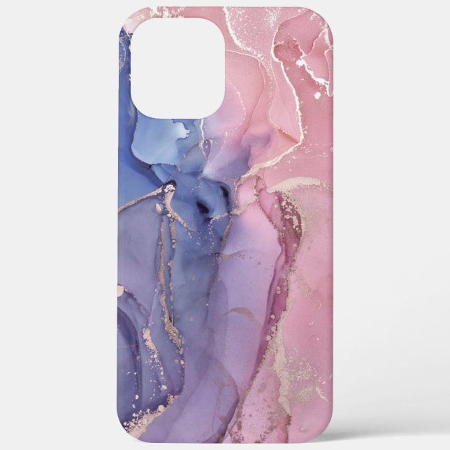 Marbre rose et bleu Coque-Mate coque iphone (Verso)