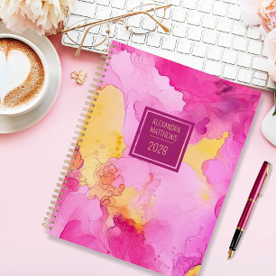 Marbre rose et jaune Nom et année personnalisés