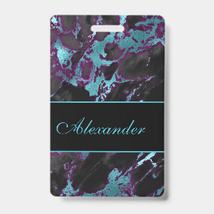Marbre rose et Turquoise Style Bagage Badge