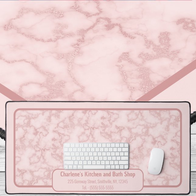 Marbre rose Faux pour elle (Faux Pink Marble for her Desk Mat by Office Accessories Shop)