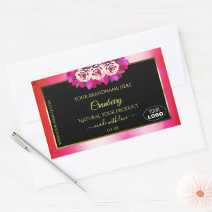 Marbre rose floral Marbre noir Étiquette Logo