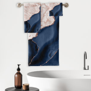 Marbre Rose Gold et Agate Bleu Marine