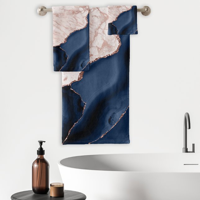 Marbre Rose Gold et Agate Bleu Marine (Créateur téléchargé)