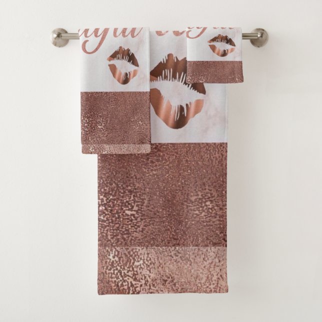 Marbre rose Gold Foil Bonjour Belle (En situation)