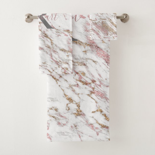 Marbre Rose Or Gris Blanc Monogramme Tendance  (En situation)