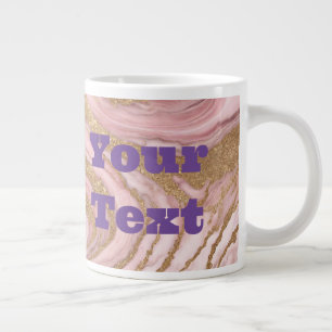 Marbre rose or Luxe Texte personnalisé Jumbo Mug
