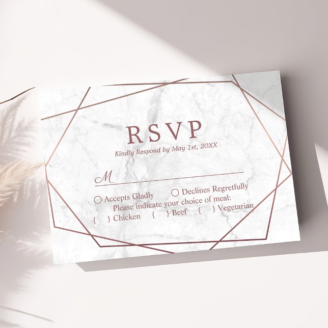 Marbre Rose or Simple mariage géométrique RSVP (Créateur téléchargé)