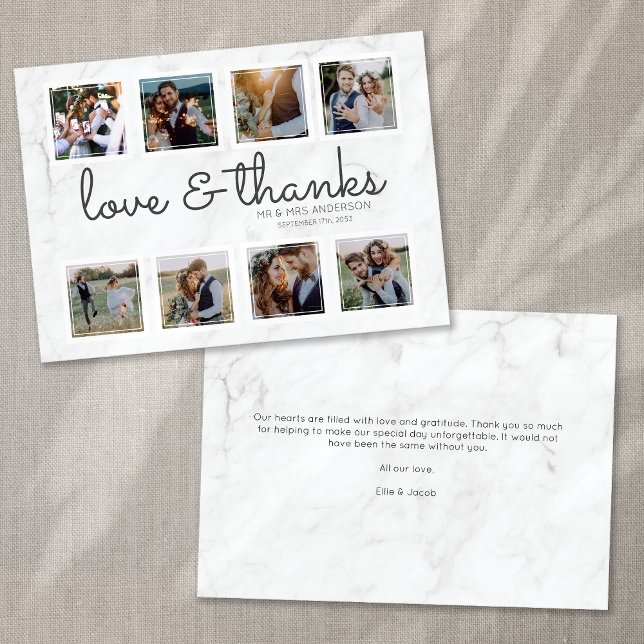 Marbre Script Photo Collage Amour & Merci (Créateur téléchargé)