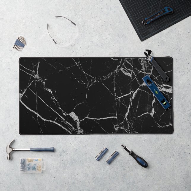 Marbre veiné noir et argent (Poste de travail)