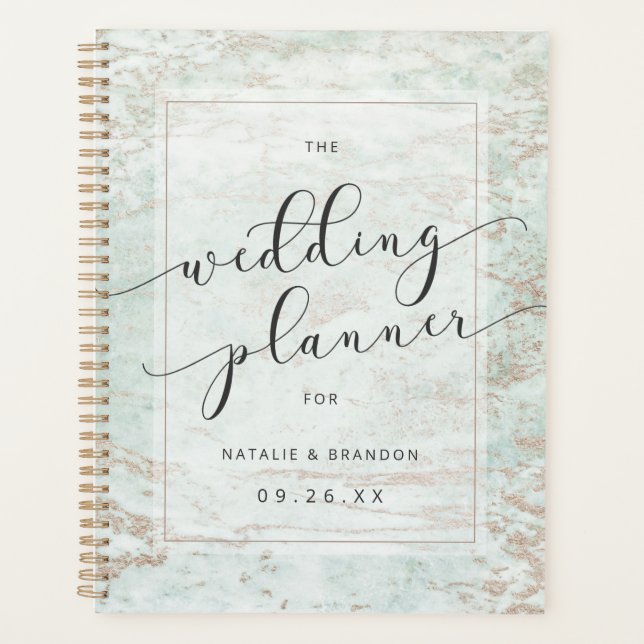 Marbres modernes en Mint Rose Gold Mariage Plans (Devant)