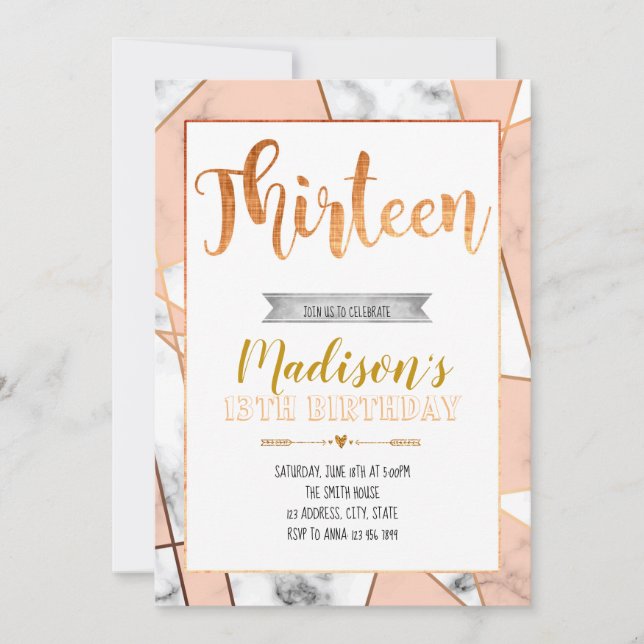 Marbrez la 13ème invitation d'anniversaire (Devant)