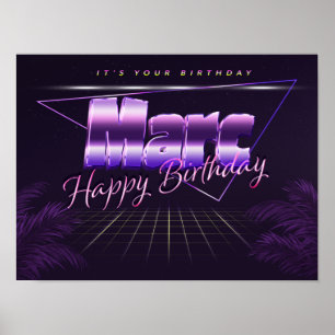 Marc Nom Vorname lila retro Poster Geburtstag