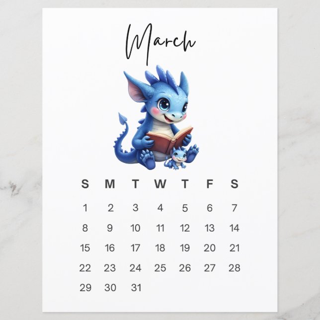 March Baby Dragon Art Print Storybook Dragon (Devant)