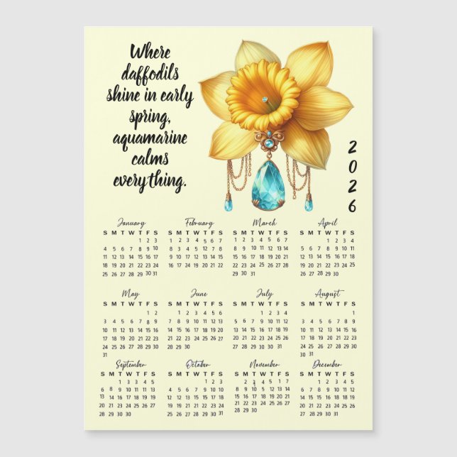 March Birth Flower & Stone Calendar (Devant)