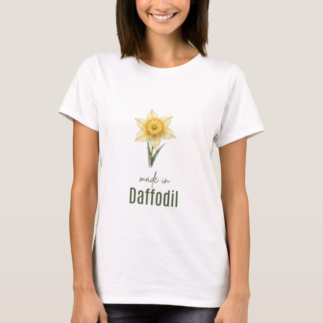March Daffodil Birth Flower  T-Shirt Watercolor (Devant)
