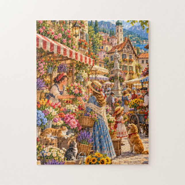Marché aux Fleurs de l'Ancien Monde Puzzle (Vertical)