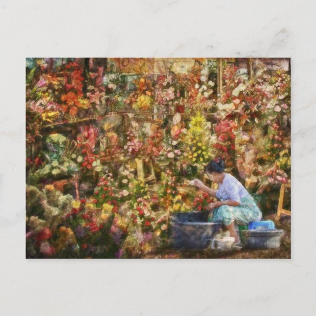 Marché aux fleurs New Delhi India Art Carte postal (Devant)